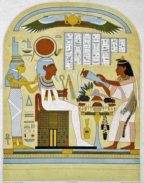 Liquid offerings poured before Pharaoh.