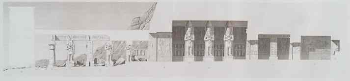 the temple of Gerf Hussein at Wadi Gyrshe is a series of rooms cut into a mountain.